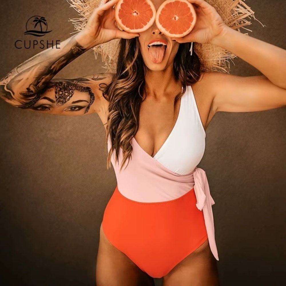 Cupshe Pink and Orange Swimsuit